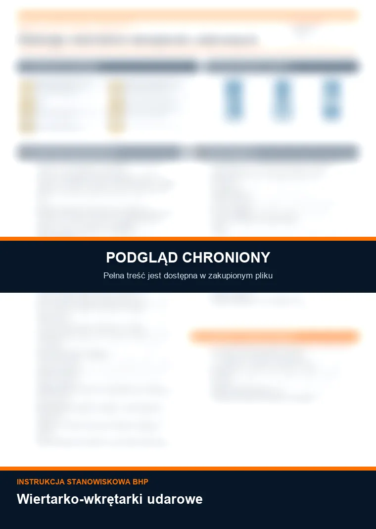 Instrukcja BHP - Wiertarko-wkrętarki udarowe - chroniony podgląd instrukcji stanowiskowej