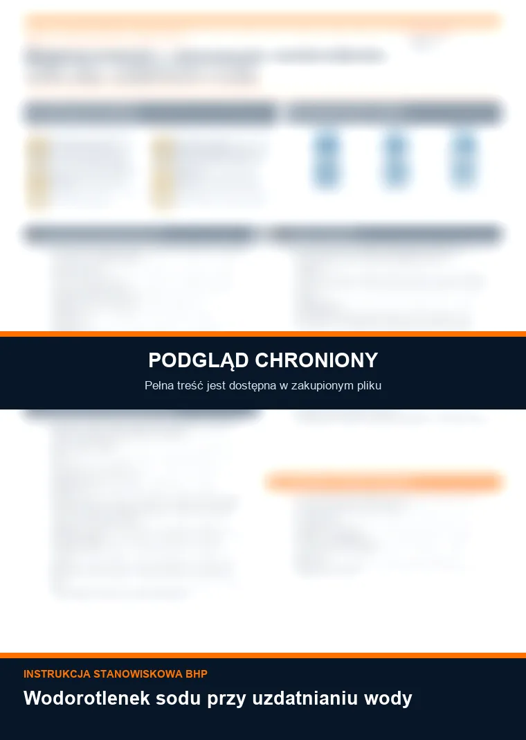 Instrukcja BHP - Wodorotlenek sodu przy uzdatnianiu wody - chroniony podgląd instrukcji stanowiskowej