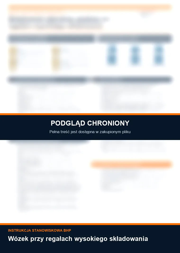 Instrukcja BHP - Wózek przy regałach wysokiego składowania - chroniony podgląd instrukcji stanowiskowej