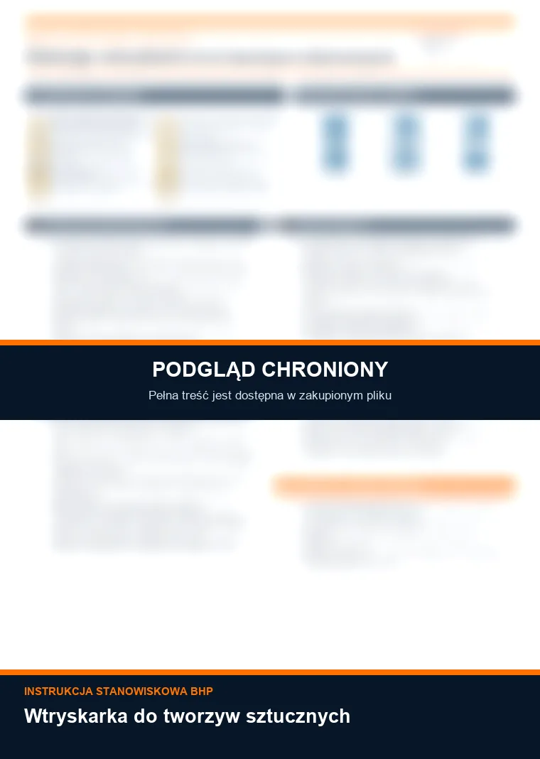 Instrukcja BHP - Wtryskarka do tworzyw sztucznych - chroniony podgląd instrukcji stanowiskowej