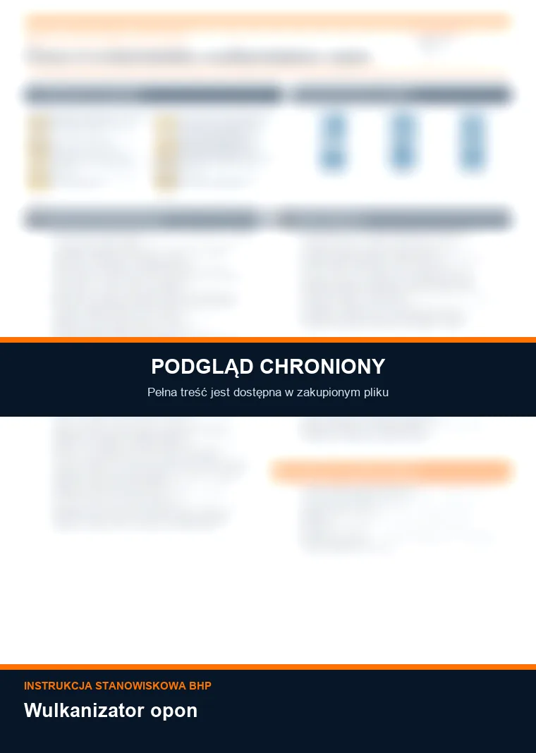 Instrukcja BHP - Wulkanizator opon - chroniony podgląd instrukcji stanowiskowej