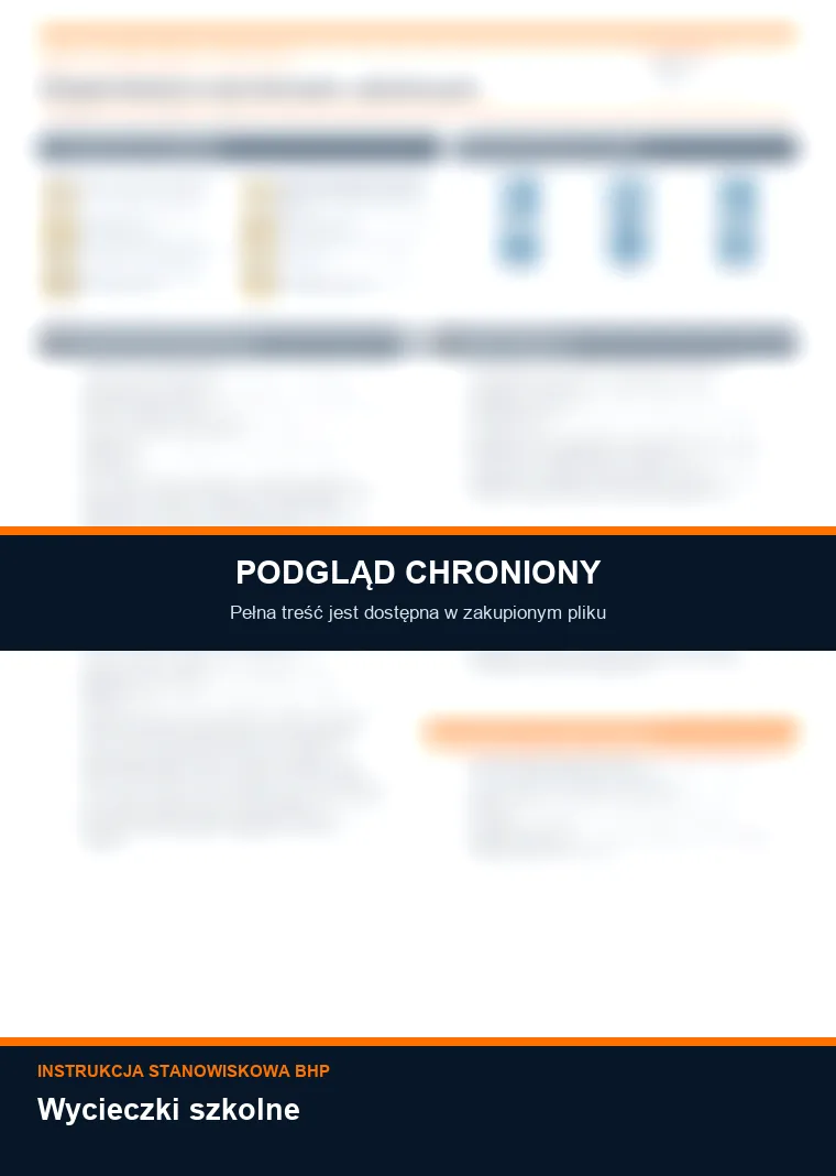 Instrukcja BHP - Wycieczki szkolne - chroniony podgląd instrukcji stanowiskowej