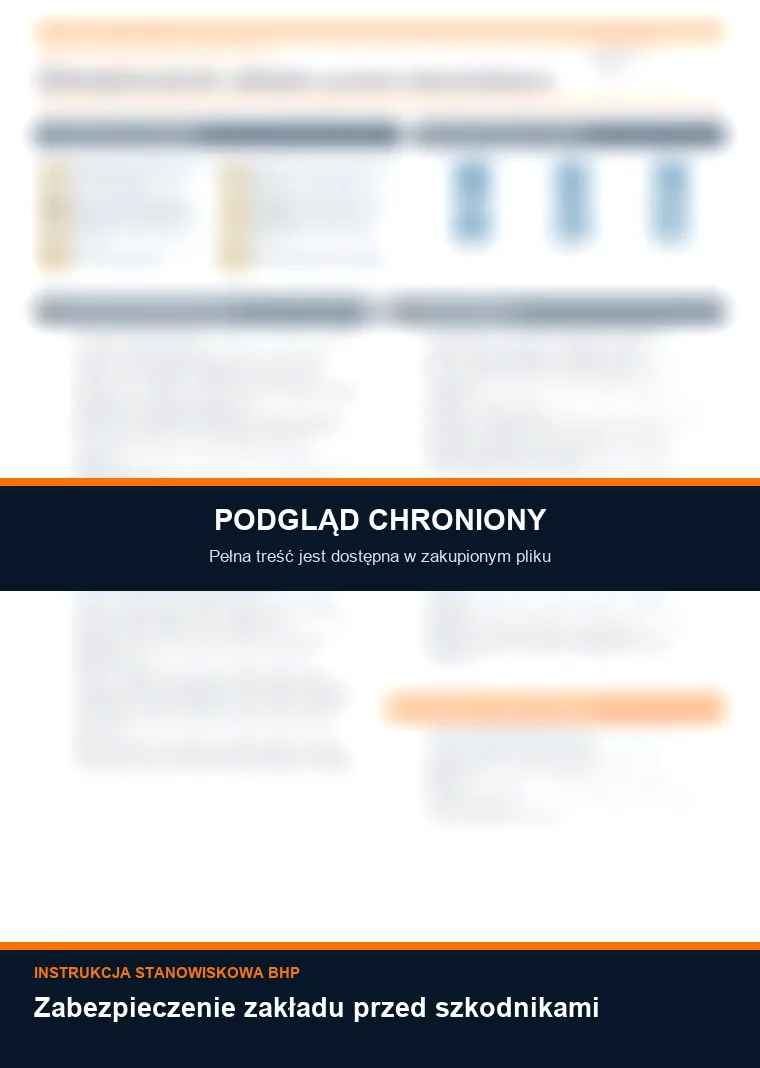 Instrukcja BHP - Zabezpieczenie zakładu przed szkodnikami - chroniony podgląd instrukcji stanowiskowej