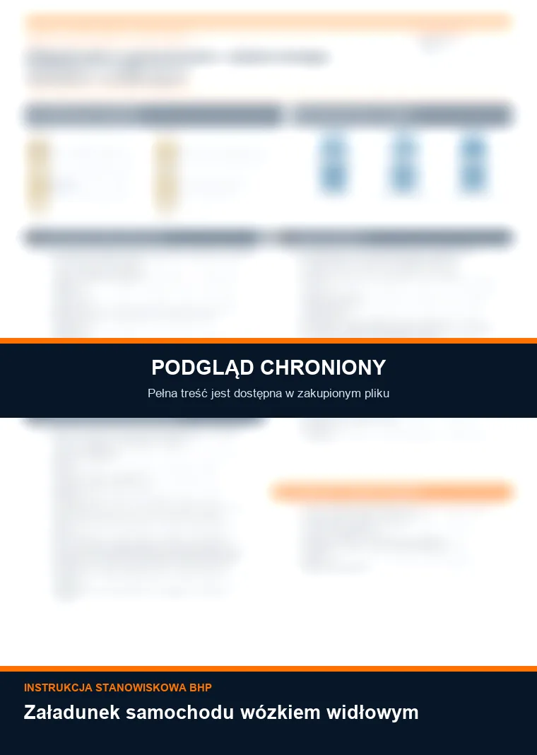 Instrukcja BHP - Załadunek samochodu wózkiem widłowym - chroniony podgląd instrukcji stanowiskowej