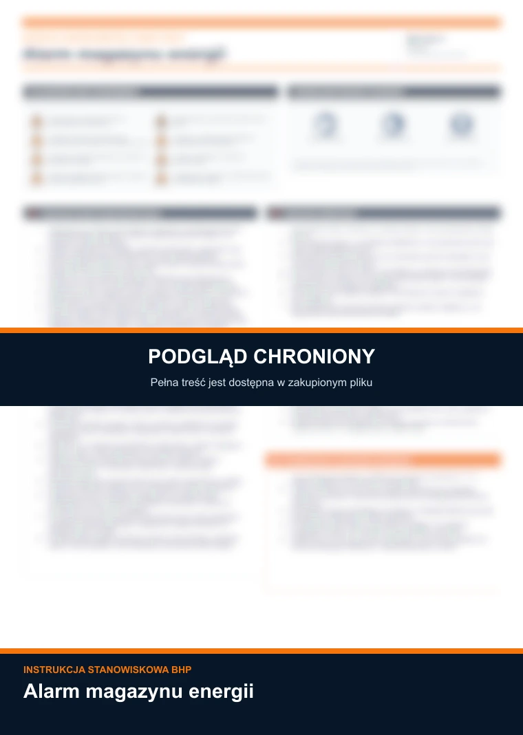 Instrukcja BHP - Alarm magazynu energii — podgląd chroniony dokumentu A4
