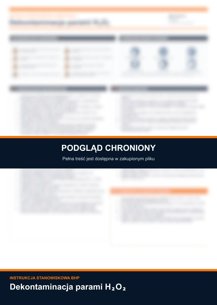 Instrukcja BHP - Dekontaminacja parami H₂O₂ — podgląd chroniony dokumentu A4