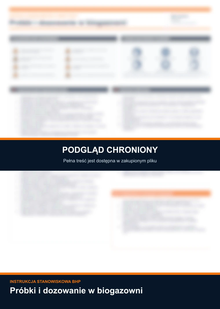 Instrukcja BHP - Próbki i dozowanie w biogazowni — podgląd chroniony dokumentu A4