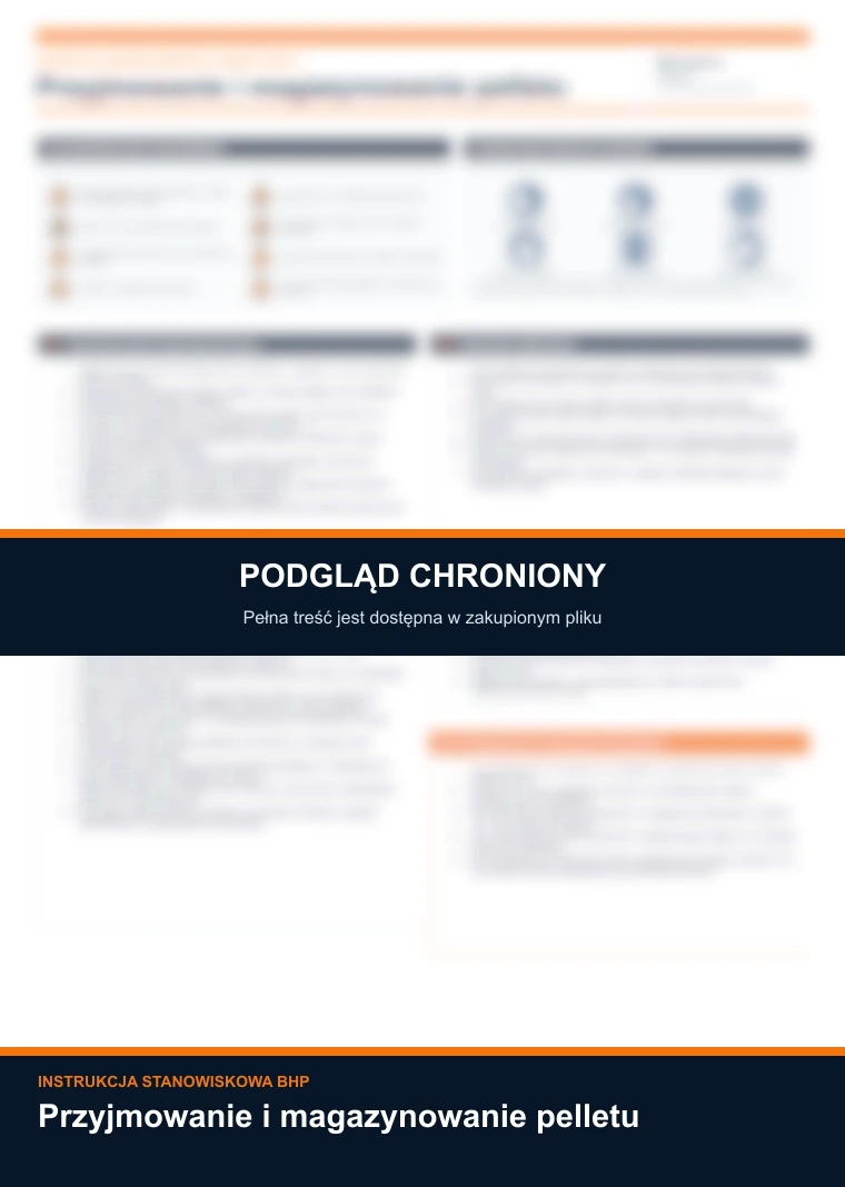 Instrukcja BHP - Przyjmowanie i magazynowanie pelletu — podgląd chroniony dokumentu A4