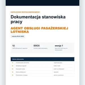 Karta oceny ryzyka zawodowego - Agent obsługi pasażerskiej lotniska, edytowalny dokument DOCX