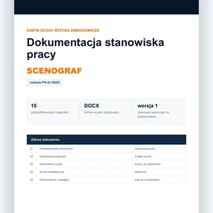 Karta oceny ryzyka zawodowego - Scenograf, edytowalny dokument DOCX