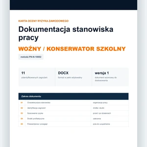 Karta oceny ryzyka zawodowego - Woźny / konserwator szkolny, edytowalny dokument DOCX